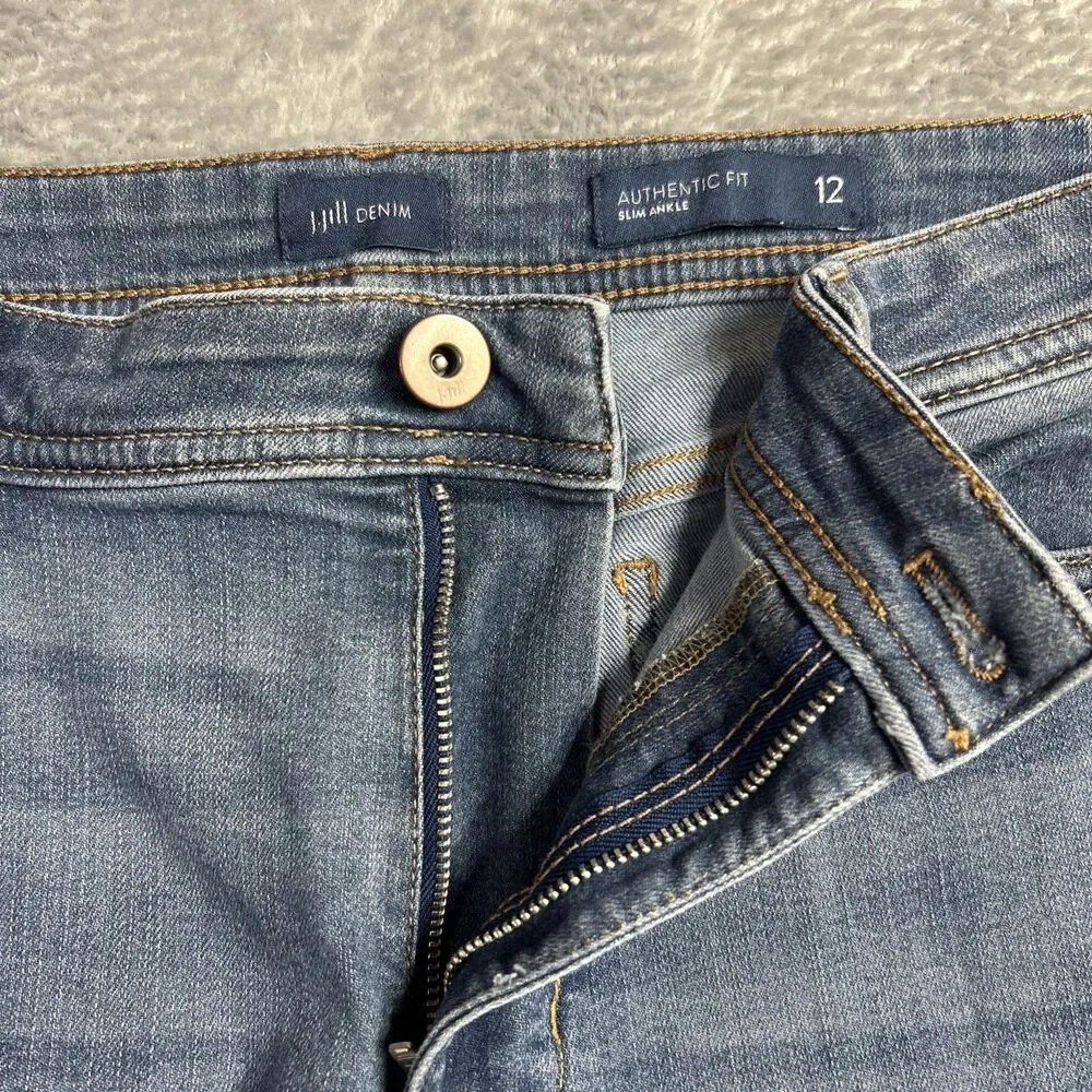 J. Jill Denim Womens Jeans Authentic Fit Slim Ankle Sz. 12 Mid Rise Stretch